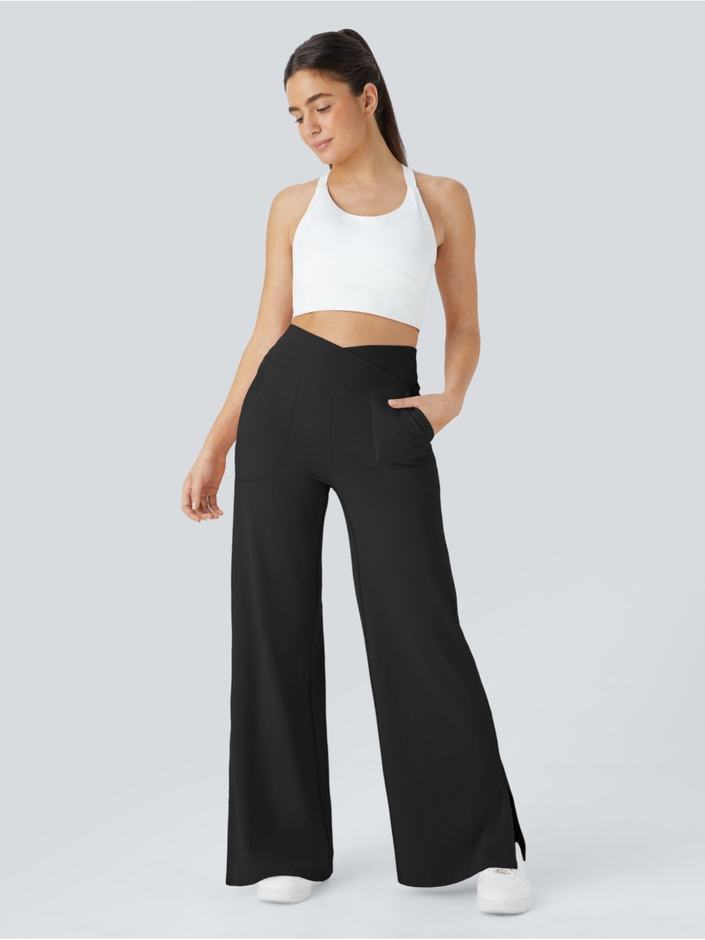 Halara DayStretch Crossover Pocket Hem Wide Leg Yoga Pants